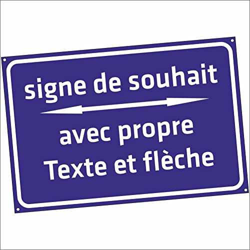 INDIGOS UG - Schilder selbst gestalten mit Pfeil - blau - Aluverbundplatte 12 Größen - 30x20-200x100cm - Schild personalisiert mit Text - Schrift - für Garage, Hotel, Parkplatz, Schule, Carport,
