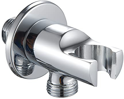 Sanixa Wandanschluss-Bogen chrom Dusche Anschluss für Brauseschlauch Schlauchanschluss 1/2 Zoll rund Brause-Halterung Handbrause