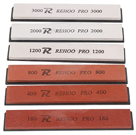 6 unidades para afilar piedras, kit de piedra para afilar cuchillos rectangulares, piedra para cuchillo, corindón blanco, kit para afilar piedras para cocina, 180 400 800 1200 2000 3000 Grinta