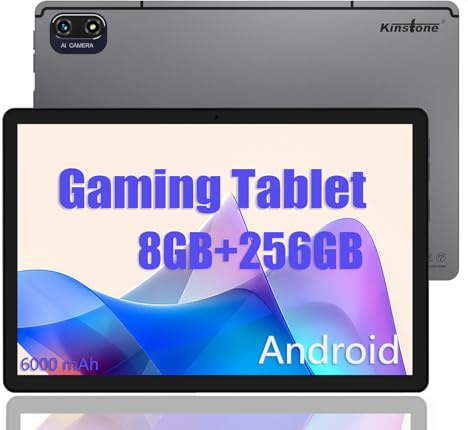 kinstone Gaming Tablet, 10 Inch Octa-Core CPU 8GB RAM 256GB ROM, WLAN (2.4G + 5G) Tablet Children, IPS 1920 x 1200 FHD Display, OTG, 5MP + 13MP Camera for Children to Learn and Play