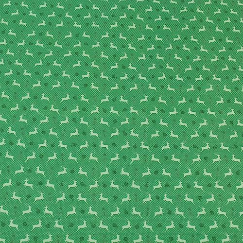 Dirndlstoff Trachtenstoff Meterware 100% Baumwolle - 1 Meter Stoff, Tracht, Dirndl, Landhaus, Schürze, Bluse, Kleid, Rock, Kissen, Vorhänge, Deko (Hirsch Edelweiß Xaver Grün)