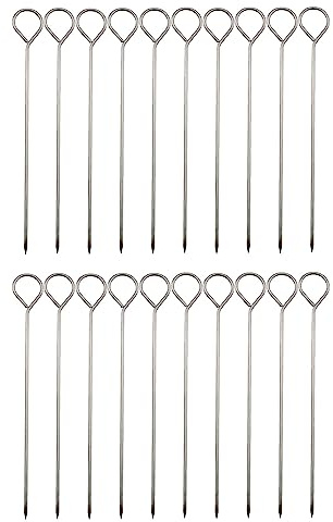 TAODAN 20 pinchos de acero inoxidable para barbacoa, agujas de ganso asado, para cocinar, barbacoa, kebab, parrilla, pinchos de metal