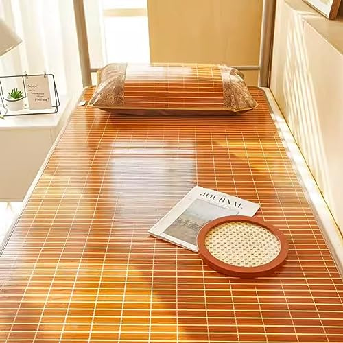 Colchoneta Para Bamboo Colchón 190×80cm, 190×90cm, 195×100cm Estera De Bambú Con Funda De Almohada De Ratán, Colchoneta De Bambú Natural Transpirable Para El Dormitorio De La Escuela Y El Hogar ( Colo