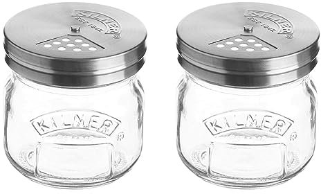 Kilner 0.25 Litre Glass Storage Jar with Adjustable Shaker Lid (Pack of 2)