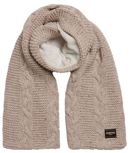 Superdry Damen Strickschal mit Zopfmuster Haferbeige Gesprenkelt 1SIZE