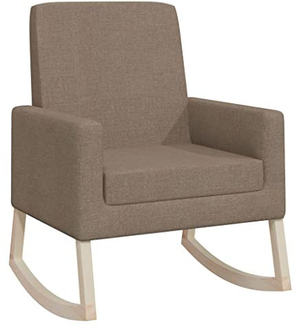 vidaXL Schaukelstuhl, Schwingstuhl mit Armlehne, Schaukelsessel für Wohnzimmer Schlafzimmer, Relaxstuhl Relaxsessel Schwingsessel, Taupe Stoff