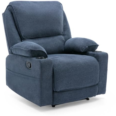 More4Homes SYDNEY FABRIC MANUAL RECLINER CHAIR (Blue, 1 Seater)