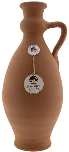 CERÁMICA ESPAÑA | Ánfora de barro tradicional | Ánfora de barro rojo Modelo A01 | 100% Hecho a mano | 5 litros | ECO | 18x18x42 cm