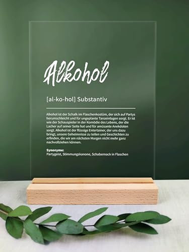Alkohol Geschenk personalisiert - Acryl Geschenk - Definition: Alkohol - Alkohol Geschenke, Alkohol Geschenk, Geschenke für die Küche, Deko Küche