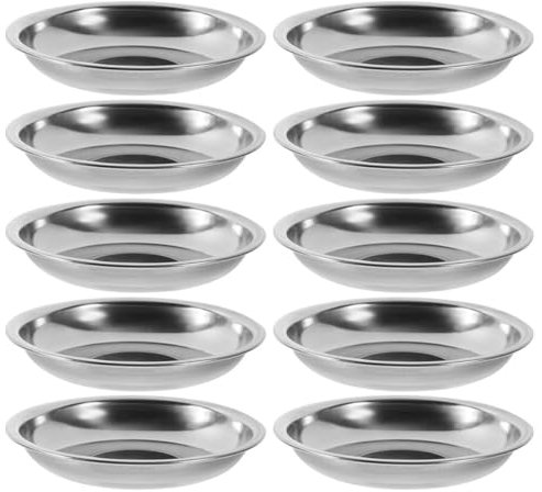 Ciieeo Platos Redondos De Acero Inoxidable 10 Cm Gruesos Para Salsas Salseras Resistentes Aptos Para Uso Fiestas y Cocina Conjunto De 10 Piezas