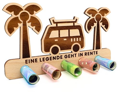 ZUKLA kleine Verpackung für Geldgeschenke zur Rente - Renteneintritt Geschenk Männer - Geldgeschenk Verpackung Holz - Handmade