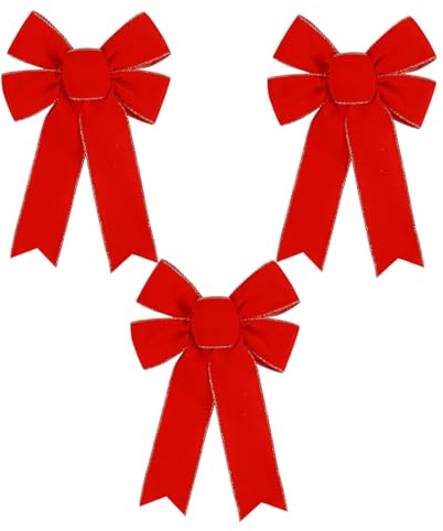 3 Stück Weihnachtsbaum Schleifen, 23X33CM Rote Schleifen Weihnachten, Weihnachtsschleifen Groß, Weihnachtsschleifen Rot, Weihnachtsbaum Deko Schleifen, für Weihnachtsbaum, Haustür, Heimdekoration