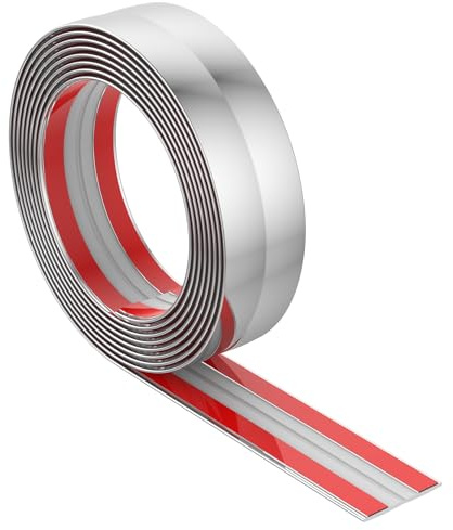 Zierleisten Selbstklebend 4 cm Breit 3 m Lang Selbstklebend Flexible Zierleisten Winkel von 90 bis 180 Grad Deckenleisten Perfekte Passform Wandleisten Eckleiste für Tischkante Türrahmen Wand (Silber)