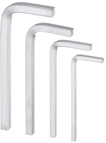 sourcing map 4pcs L-Shaped Square Head Wrench 3mm/4mm/5mm/6mm Carbon Steel L-Key 4 Points Metric Bolt Wrenches Repairing Tool for Basic Home Repair DIY Project and General Applications