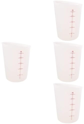 Cabilock 4 Piezas Taza medidora suave de doble escala taza graduada de cocina taza medidora para hornear vaso medidor de silicona vasos mezcladores de silicona para resina gel de sílice