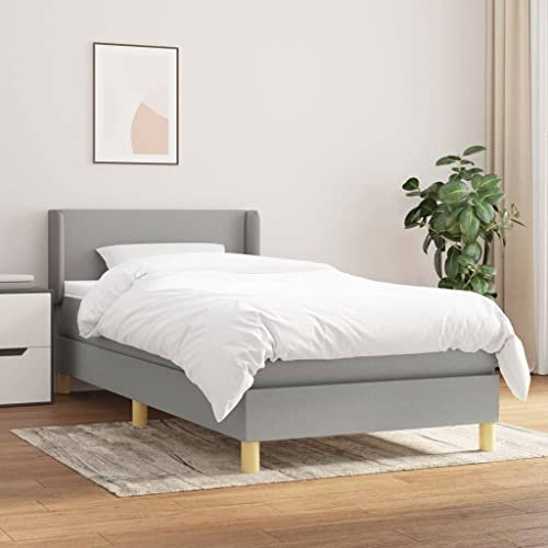 Juroupi Boxspringbett mit Matratze Jugendbett Bett Boxspringbett Betten Bett Mit Bettkasten Hellgrau 80x200 cm Stoff