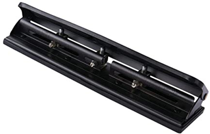Perforadora de 4 Agujeros para Papel Ajustable, Negro Abs