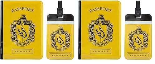 Cinereplicas Harry Potter - Set of Tag & Passport Cover Hufflepuff - Official License (Pack of 2)