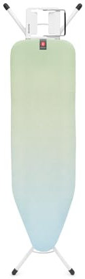 Brabantia Ironing Board B, 124x38cm - Soothing Sea | 100% Fairtrade Cotton | Compact & Stable Design | Adjustable Height & Steam Iron Rest | Child & Transport Locks