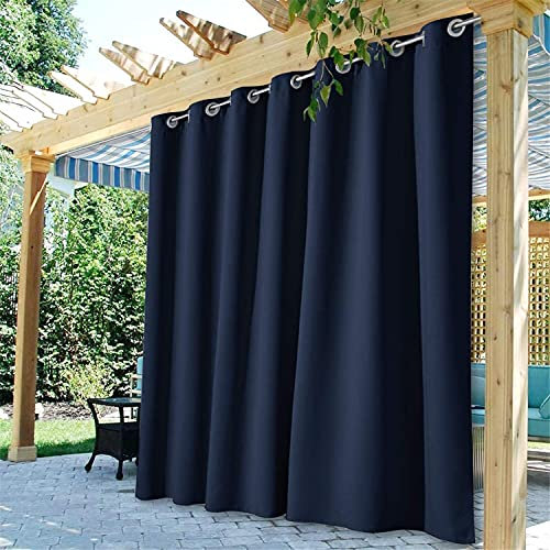 Wasserdichte extrabreite Outdoor-Vorhänge, marineblau, für Terrasse, mit Ösen, für Pergola/Sonnenraum, wärmeisoliert und verdunkelnd, 254 x 274,3 cm