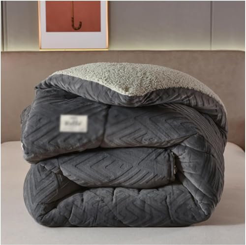 Luxuriöse Samtdecke, dicke Kaschmirdecke, doppelseitig, Fleece, Winterdecke, Einzelbett, Doppelbett, warmes Grau