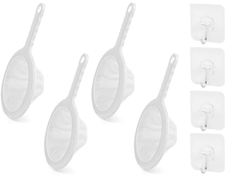 Sieb Fein Mit Griff, 4 Stück Feines Sieb Küche Mit 4 Haken, 100/200/300/400 Mesh Feinmaschiger Haarsieb Küche Netzsieb, Passiersieb für Saft, Kaffee, Milch Passier