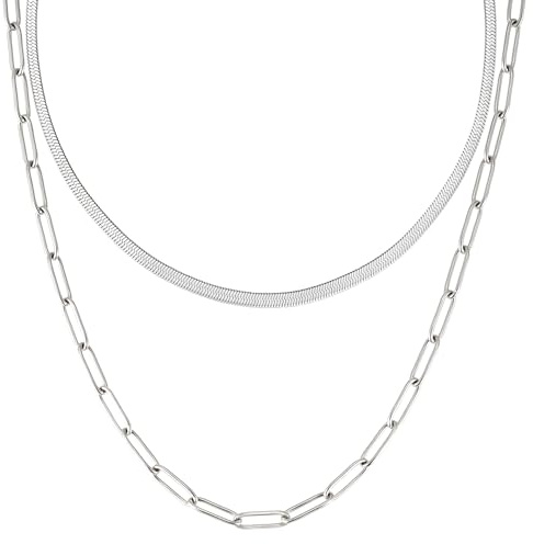 BONNYBIRD® Wasserfeste Edelstahl Gliederkette + Schlangenkette im Set für Damen in Silber, Gold & Roségold, 100% Wasserfest & Hautverträglich BonnyVoyage
