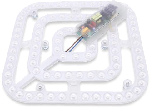 Bewinner Panel de Reemplazo de Luz del Ventilador de Techo de 40 W, 3 Temperatura de Color, sin Parpadeo, Modernización Cuadrada que Ahorra Energía para la Cocina del Dormitorio de la