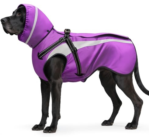 Mosucoirl Dog Raincoat Waterproof Raincoats for Dog Reflective Dogs Rain Jackets with Hood Hoodie Pet Rain Poncho Coat for Small Medium Large Dogs Puppies S-XXL (Purple, L)