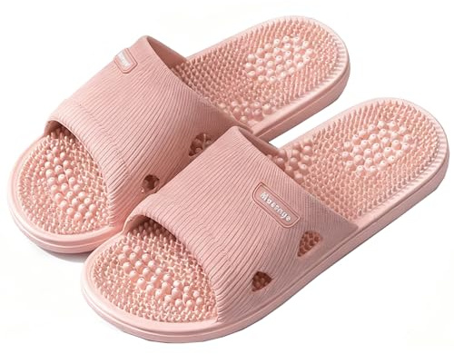 FengYour Pantofole per massaggio di agopressione, pantofole per massaggiare i piedi, pantofole per la casa, sandali da massaggio, pantofole da bagno, massaggiatore piedi per (rosa, 40)