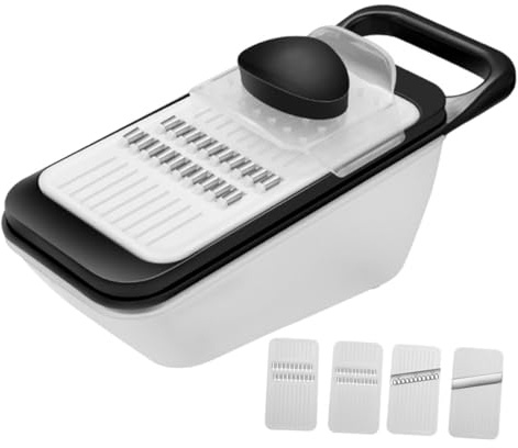 Alipis Cortador de Verduras Multiusos 4 Cuchillas Ajustables Cortador Doméstico Negro para Rallar Cortar Dados y Rebanar Adecuado para Patatas Cebolla y Ensaladas Cocina