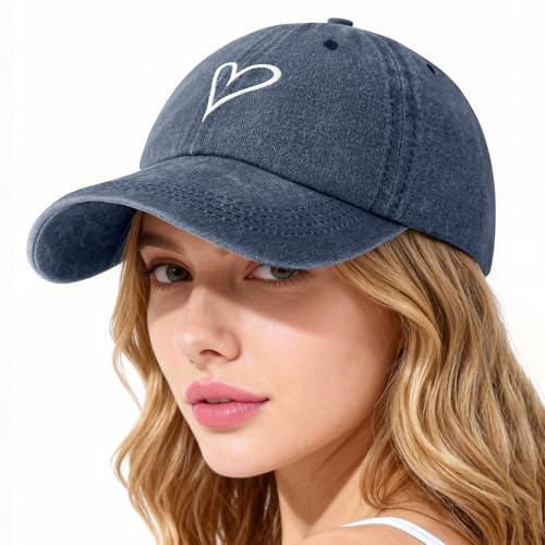 Lonya Cappello Baseball Donna con Visiera Tennis da Golf Visor Sportive Unisex Cappellino Casuale Baseball cap Regolabile Berretto Uomo Estivo A-Cuore,Blu Navy