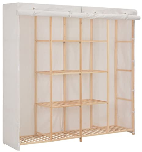 Frdhee Allzweckschrank Kinder Kleiderschränke,Kleiderschrank Weiß 173 x 40 x 170 cm Stoff,Mehrzweckschrank für Büros Haushalt Wohnbereiche