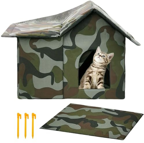 Isoliertes Schweres Katzenhaus Für Den Außenbereich – 580 G, Wetterbeständige Haustierhöhle, Warmer Isolierter Unterschlupf, Tragbare Katzenbox Für Den Außenbereich, Bequem Für Haustiernest | Gartente