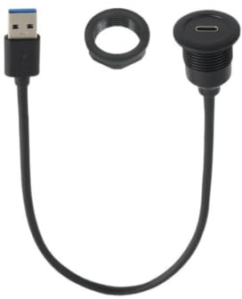 Cable de Montaje Empotrado USB C 3.0 Macho a Hembra con Cabeza Redonda