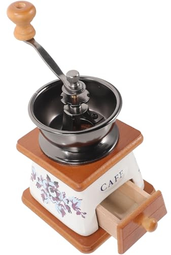 Toyvian Molinillo de Café Manual de Cerámica Vintage, Compacto y Portátil, Molinillo Casero para Granos y Pimienta, Adecuado para Uso en Cocina y Preparación de Café Artesanal