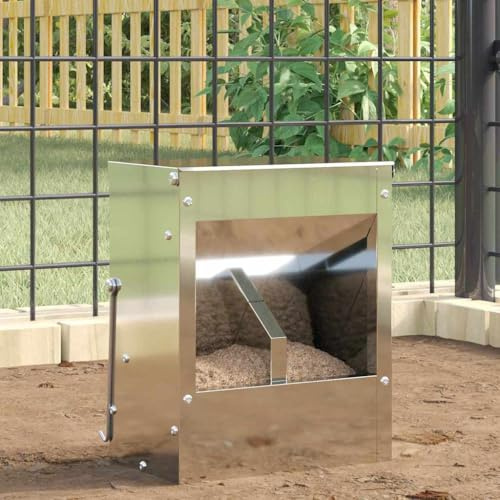 Teenpull Kaninchenfütterer Silber aus verzinktem Stahl 20 x 12,5 x 25 cm mit Haken für drinnen und draußen wetterfestes Futterspender Design für frisches Futter und einfache Pflege