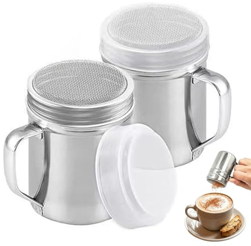Saupoudreuse à Sucre Glace,2 Pcs Saupoudreuse Cacao | Boite a Sucre Glace,Saupoudreuses à Epices Acier Inoxydable,Sucrier En Poudre,Shaker Chocolat En Poudre En Inox