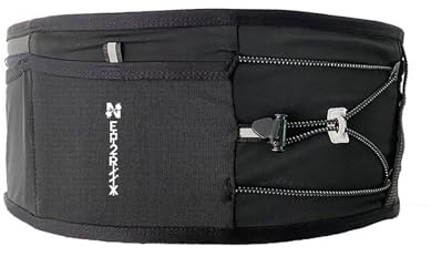 Ceinture Trail Running Mixte Noir – Ceinture Hydratation Sport avec Poche Smartphone Zippée (6,1”) + Flasque 500ml – 2 Poches Extensibles – Ajustable (sans Flasque)