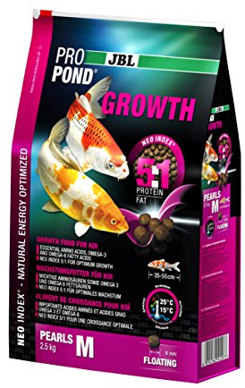JBL Wachstumsfutter für Koi, Schwimmende Futterperlen, Spezialfutter, ProPond Growth, Größe M, 2,5 kg