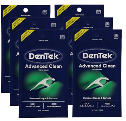 DenTek Triple-Sauber Floss Picks | Kein Bruch | 20 Count | 6 Pack