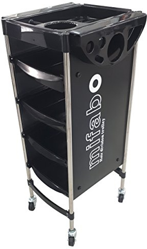 Crisnails® Carrito con Ruedas para Peluquería, Barbería, Perfumería, Cosméticos, Salón, Tienda de Tatuaje, Manicura y Pedicura, CR-35 Negro