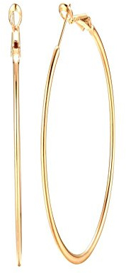 Grandes boucles d'oreilles créoles en or pour femme et fille - 90 mm - Hypoallergéniques - Pour oreilles sensibles