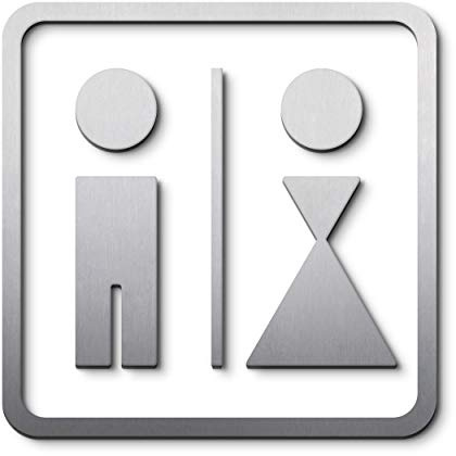 WC Piktogramm Herren Damen, 17,5 x 17,5 cm, Edelstahl gebürstet, selbstklebend, Toilettensymbole, Türschild Mann Frau, WC Schild Aufkleber - PHOS Design