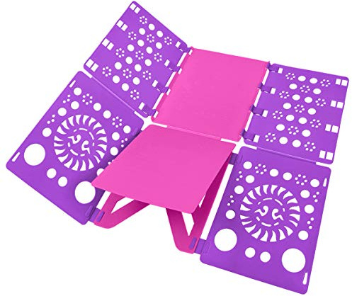 BoxLegend Planche à Plier Le Linge - Pli Linge plieur de Linge Enfant Adulte Vetement Chemise t-Shirt Tee Shirts 57 x 70 cm (Rose & Violet)