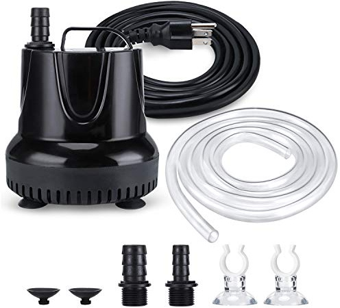 CWKJ Fountain Pump, 550GPH (40W 2200L/H) Submersible Water Pump, Durable Outdoor Fountain Water Pump with 6.5ft Tubing (ID x 1/2-Inch) for Aquarium, Pond, Fish Tank, Water Pump Hydroponics, Backyard