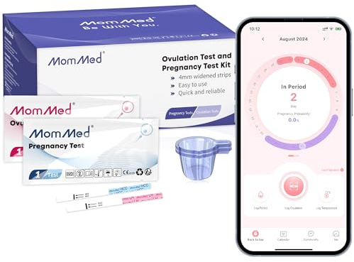 MomMed Ovulation Predictor Kit (HCG25-LH100), with 25 Pregnancy Test and 100 Ovulation Test Strips, Easy to Use Ovulation and Pregnancy Tests with 125 Urine Cups, Accuracy Fertility Test, OPK Test