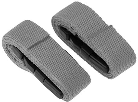 Inzopo 2 Stück 1 m 25 mm Golf Trolley Gurtband / Gepäckspanngurte mit Schnellverschluss-Schnalle grau