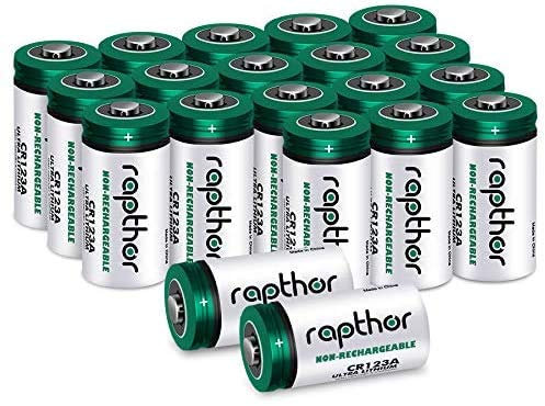 Rapthor 1650mAh CR123A 3V Lithium-Batterie CR123/123A/CR17345 Fotobatterien mit PTC-Schutz für Kamera Taschenlampen Alarmanlage Rauchmelder [20 Stück, Nicht wiederaufladbar]