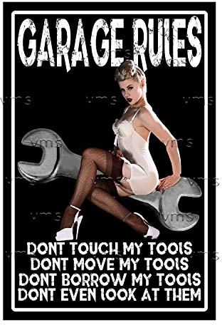 Vintage Metal Sign GARAGE RULES 12X18 inch Home Decor Inside Outside Bar Kitchen Pub Decorative Plaques